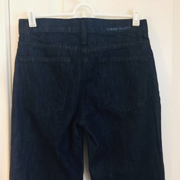 CURRENT/ELLIOTT High Waist Tall Jarvis Dark Blue Jeans 24 Trouser Flare NEW - Picture 8 of 9